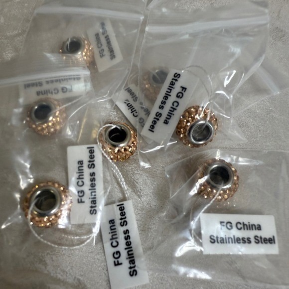 Stainless Steel Spacer Charms Crystal Beads Rose Gold - Picture 15 of 16